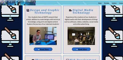 Screenshot of Digital Arts Showcase Mock Website