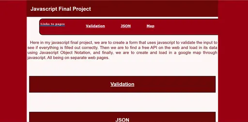 Screen shot of Javascript final project