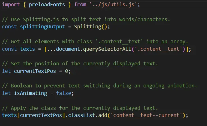 snippet of first portion of demo.js
