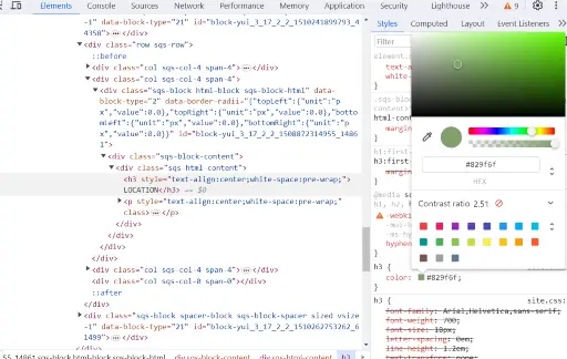 Image of code with contrast ratio error